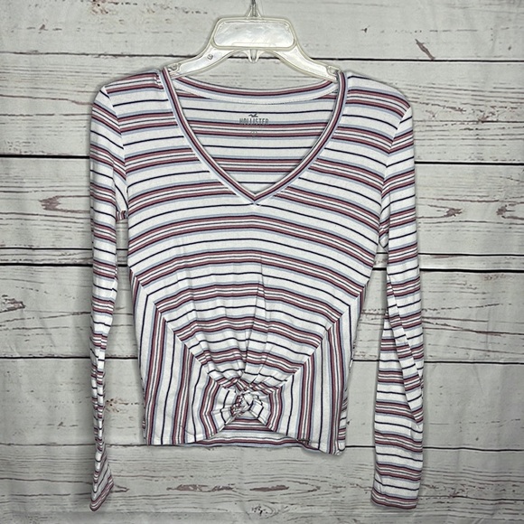 Hollister Tops - Hollister Long Sleeve Striped Ruched Front Shirt Blouse Sz Small!